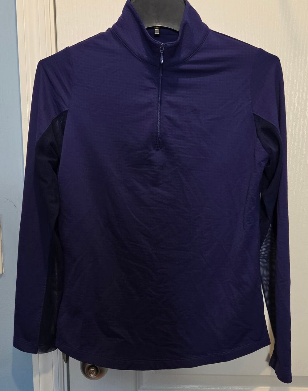 IBKUL Solid Long Sleeve Quarter Zip UPF 50+ Sun Shirt purple XS